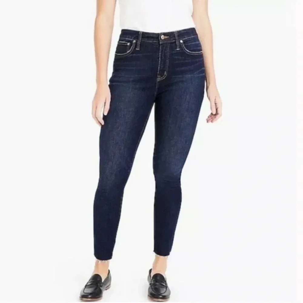 J. Crew Curvy Toothpick Raw Hem Skinny Jeans Dark Wash Size 27